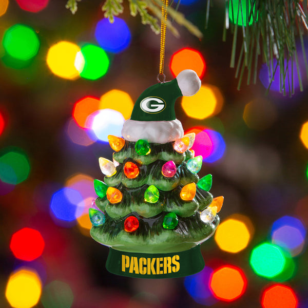 Green and Gold Cheesehead Green Bay Football Team Themed 6 Piece Christmas Ornament Set