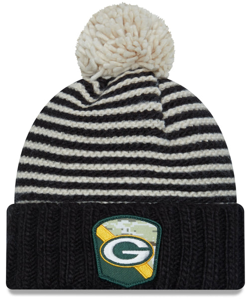 Green Bay Packers New Era Black 2023 Salute to Service Knit Hat - Men's