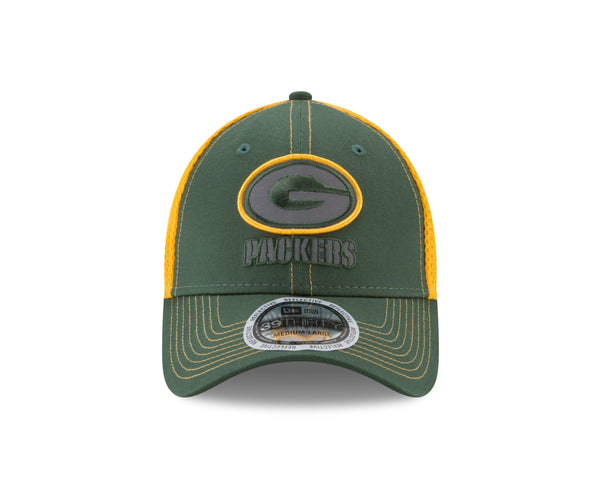 Green Bay Packers Hat New Era 39Thirty Flex Fit Black Cap Medium