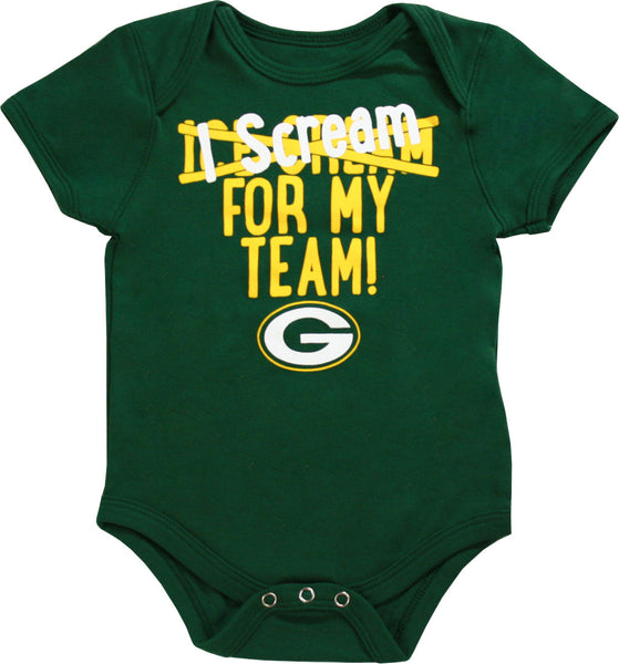 Green Bay Packers I Scream For My Team Baby Boys Romper – Green Bay Stuff