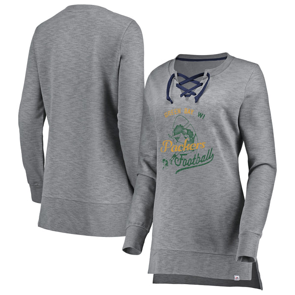 Women's Green Bay Packers Lace White Plus Size Long Sleeve