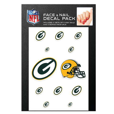 Green Bay Packers Face & Nail Decal Pack