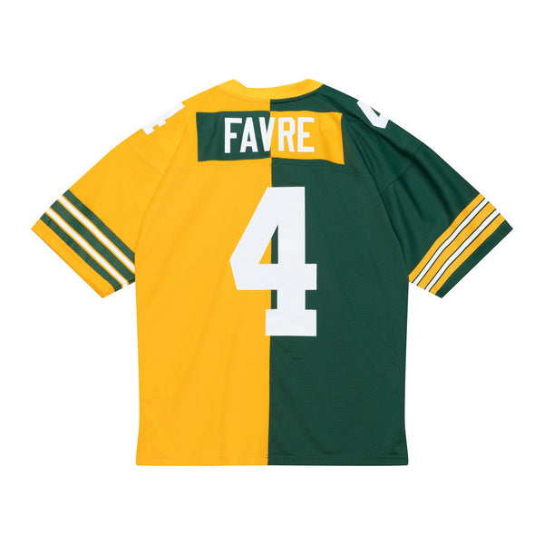 Men's Mitchell & Ness Brett Favre Green/Gold Green Bay Packers 1996 Split  Legacy Replica Jersey