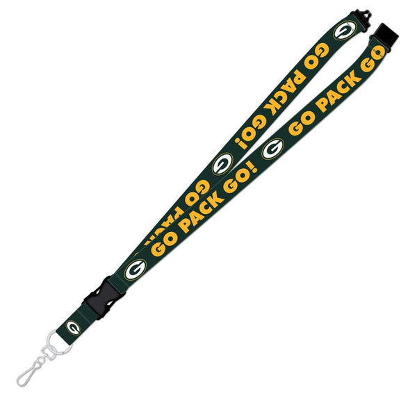 Green Bay Packers Go Pack Go! Green Lanyard with Detachable Safety Cli ...