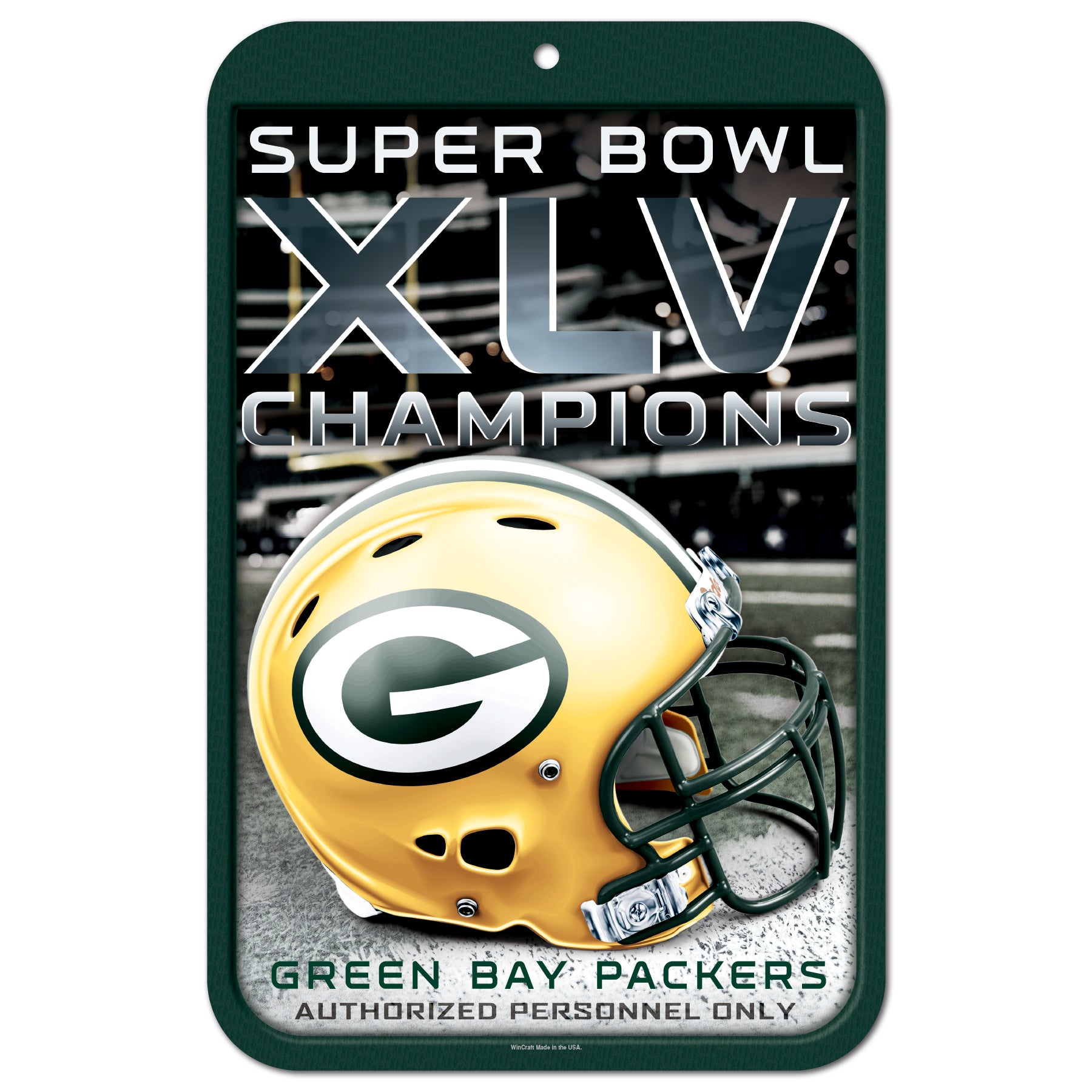 Green Bay Packers Super Bowl Champs Plastic Locker Room Sign